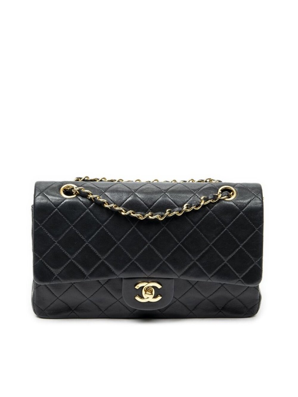 Chanel Quilted Double Flap Bag Black Lambskin Leather